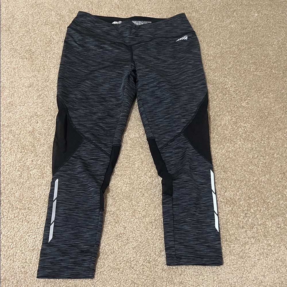 Avia Black Capri Leggings with Reflective Logo